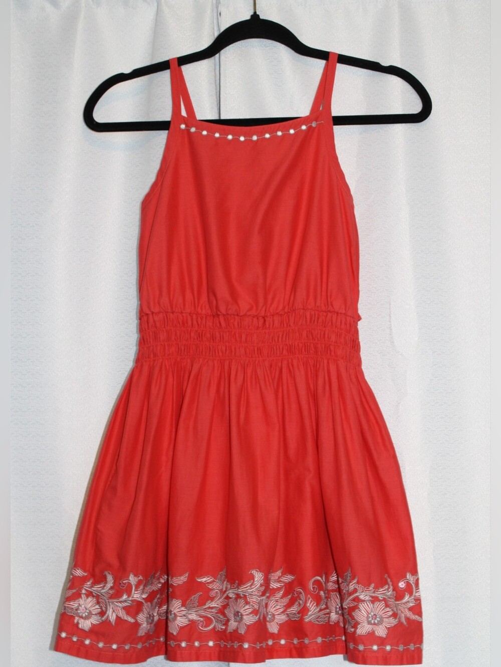 American Girl Sunny Day Dress Coral Embroidered Size 12